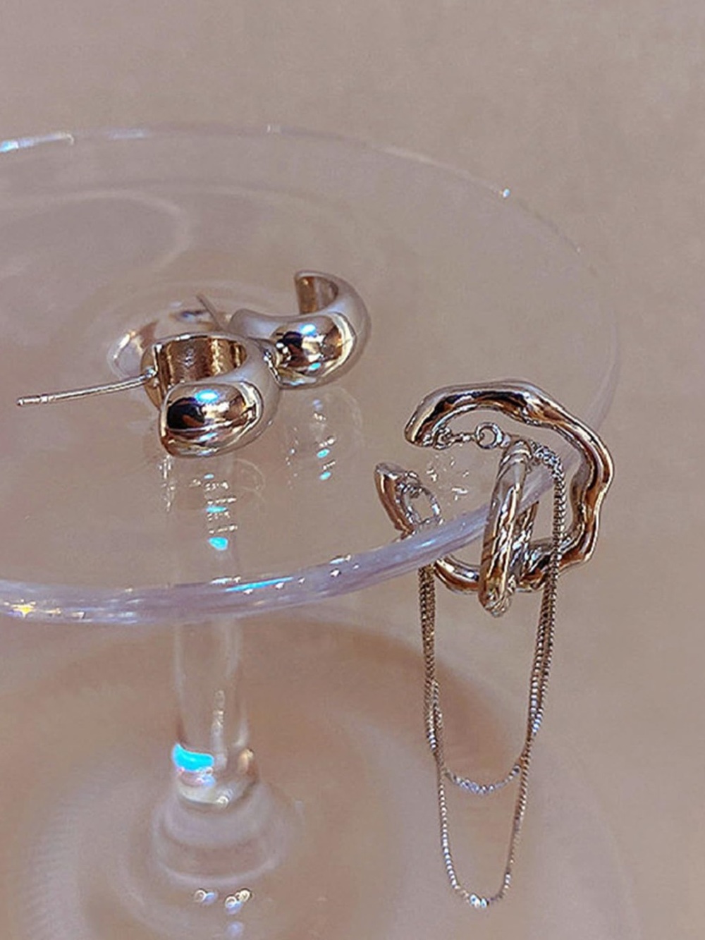 Silver Multi-Hoop & Chain Ear Set - Picture 2 of 4